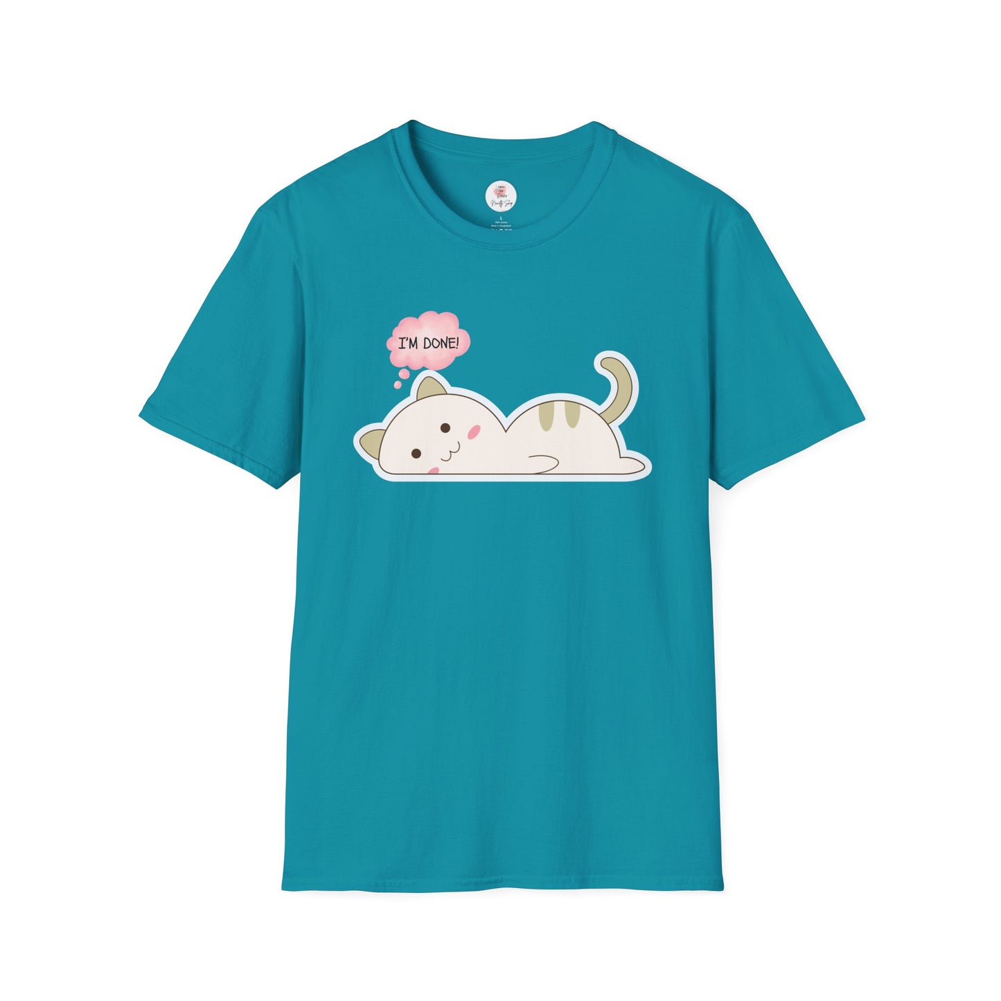 Cute Kawaii Cat T-Shirt – "I'm Done" Lazy Cat Graphic Tee