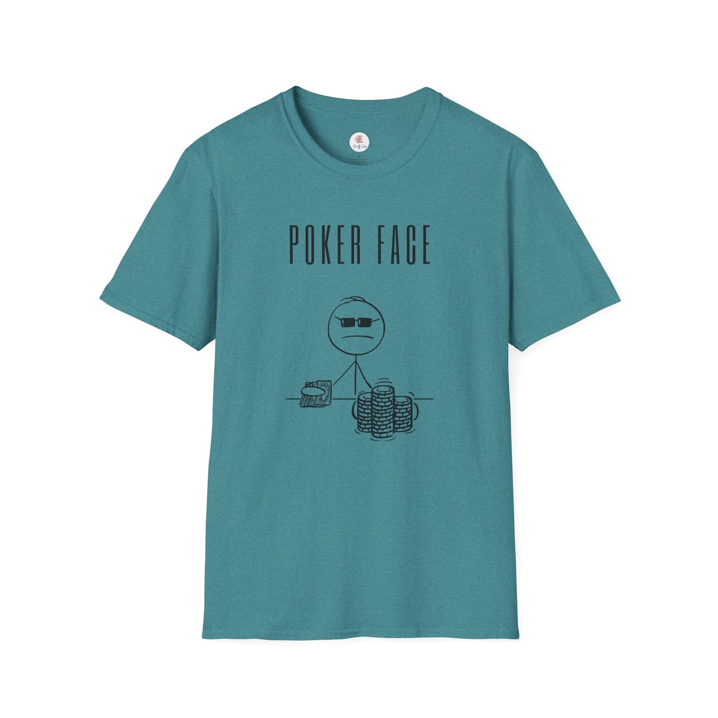 Poker Face T-Shirt — Funny Poker Meme Tee with Stick Figure and Chips