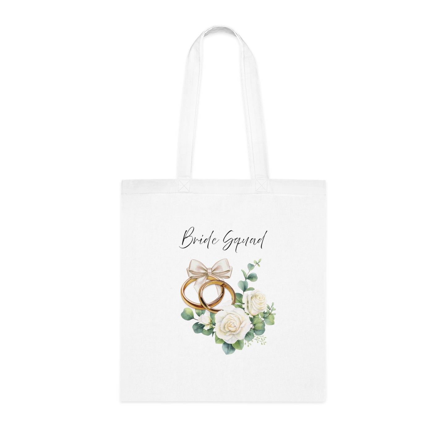 Bridal Squad - Rings & Roses Cotton Wedding Tote Bag