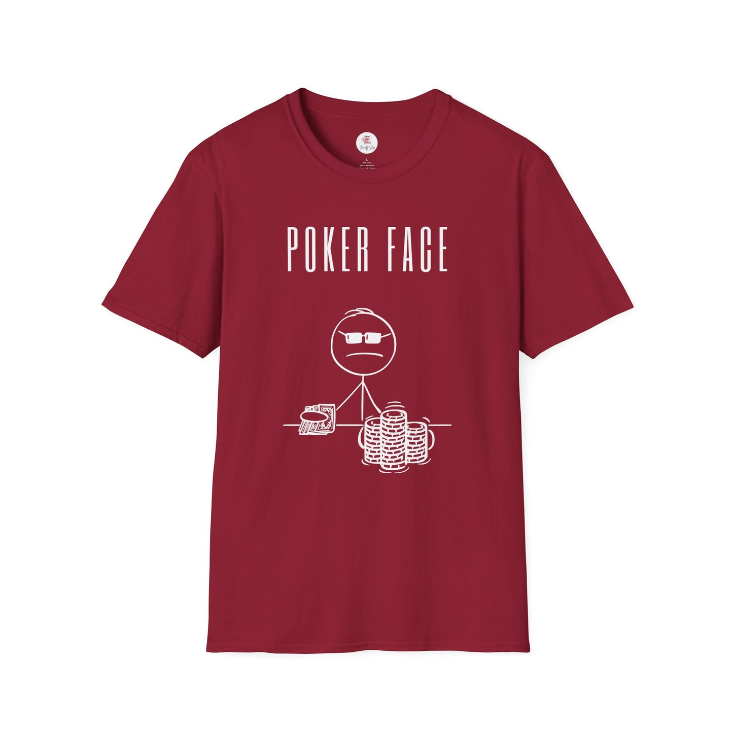 Poker Face T-Shirt — Funny Stick Figure Poker Tee for Players & Fans
