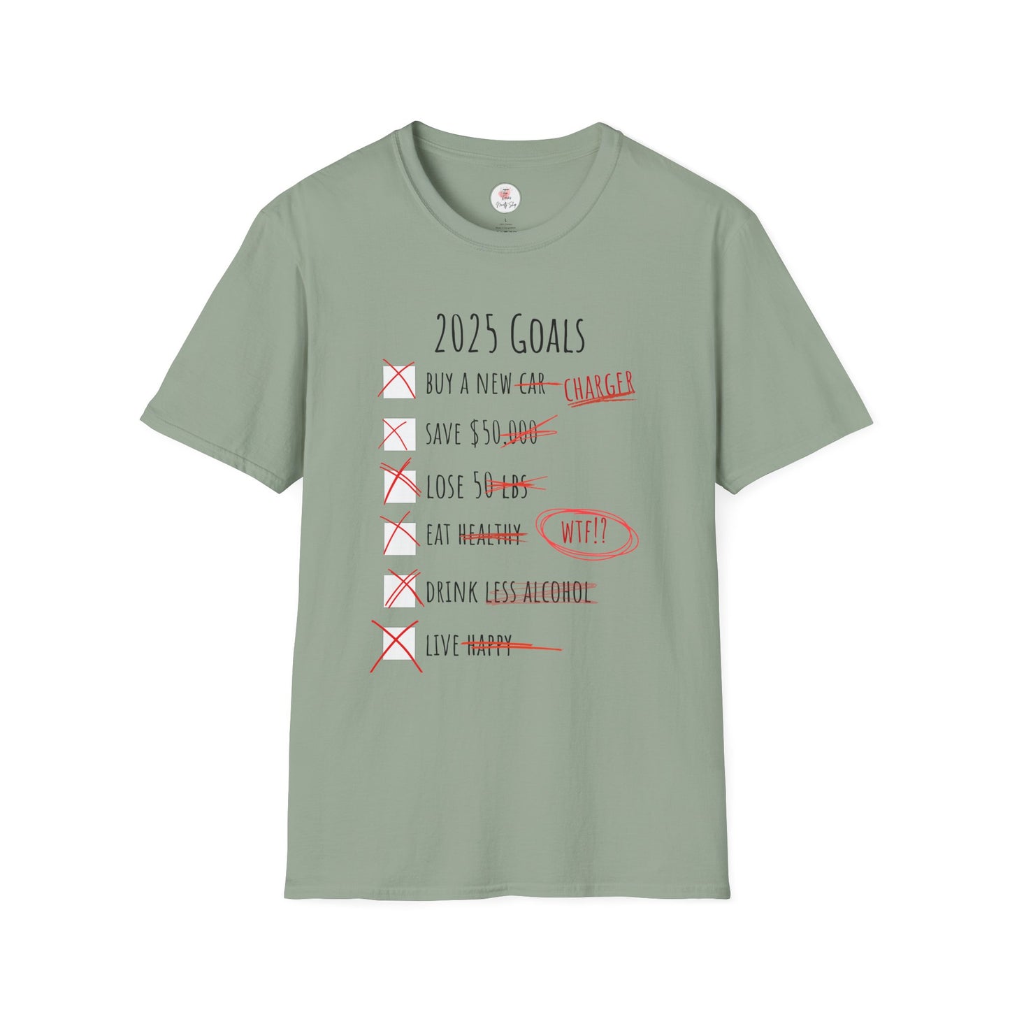 2025 Goals Funny Checklist T-Shirt — Sarcastic New Year Resolution Tee