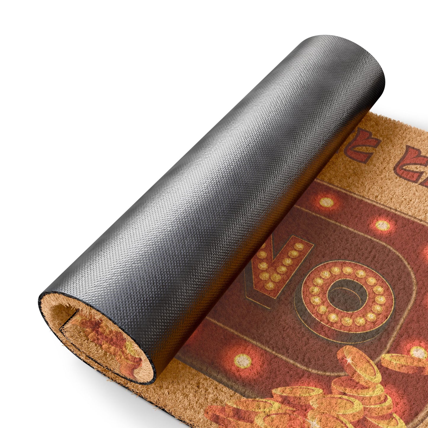 Doormat — "Probably at the Casino" Funny Welcome Mat with Retro Marquee Lights