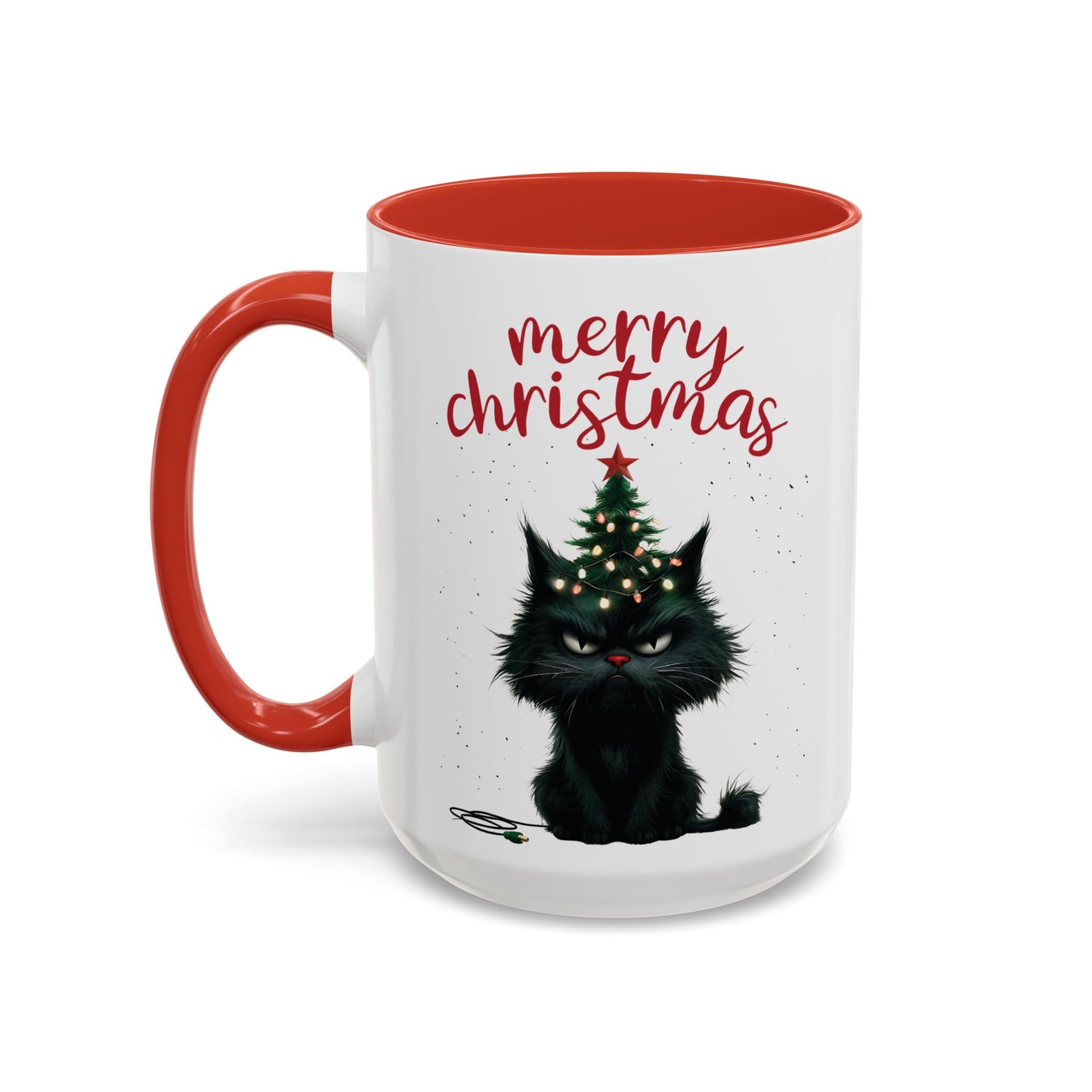 Merry Christmas Mad Black Cat Festive Holiday Coffee Mug
