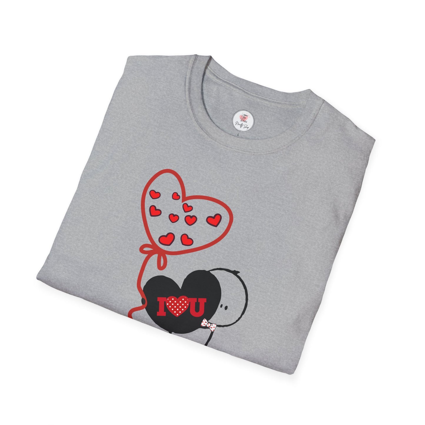 Valentine Heart Balloon T-Shirt — Cute "I Love You" Cartoon Tee