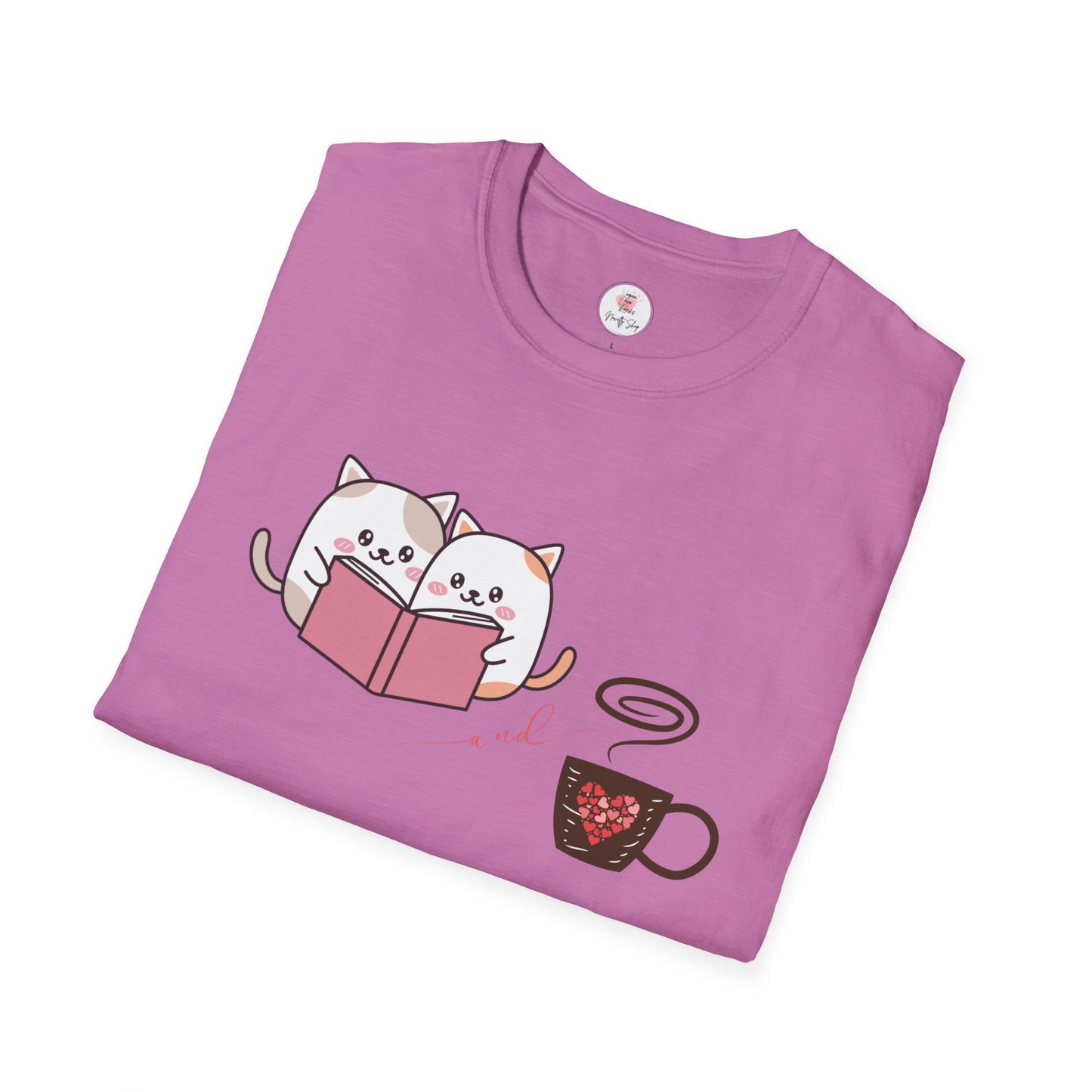 Cute Cats, Books, and Coffee T-Shirt