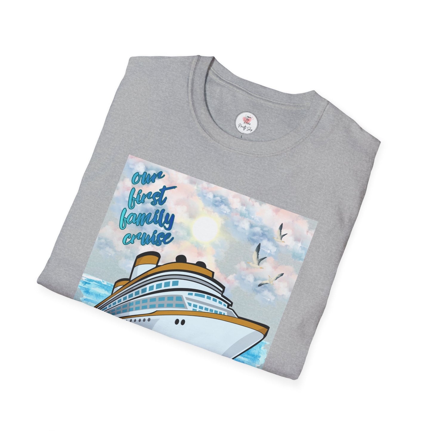 Cruise Ship Tee — "Our First Family Cruise" Adult T-Shirt