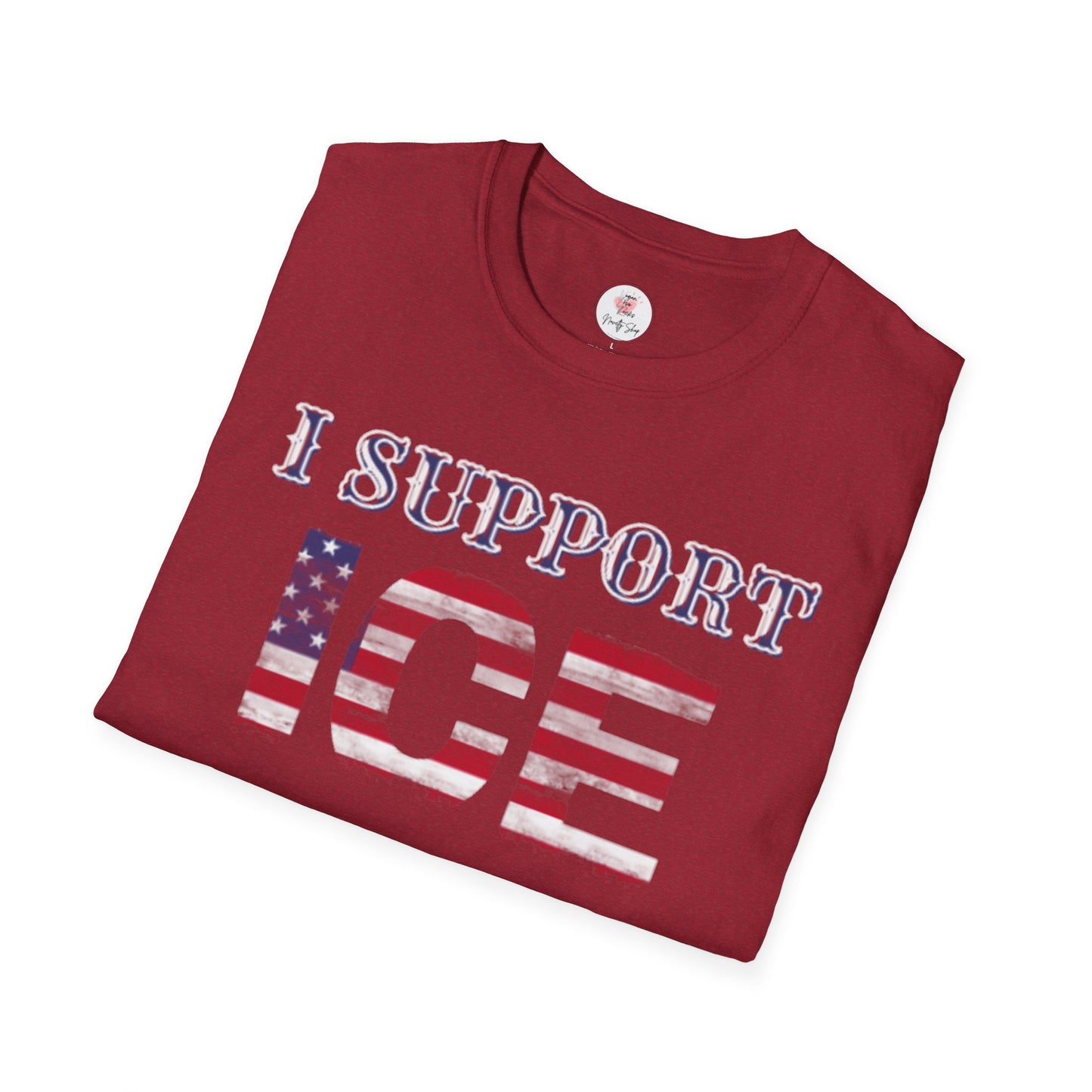 I Support ICE T-Shirt — American Flag Distressed Design