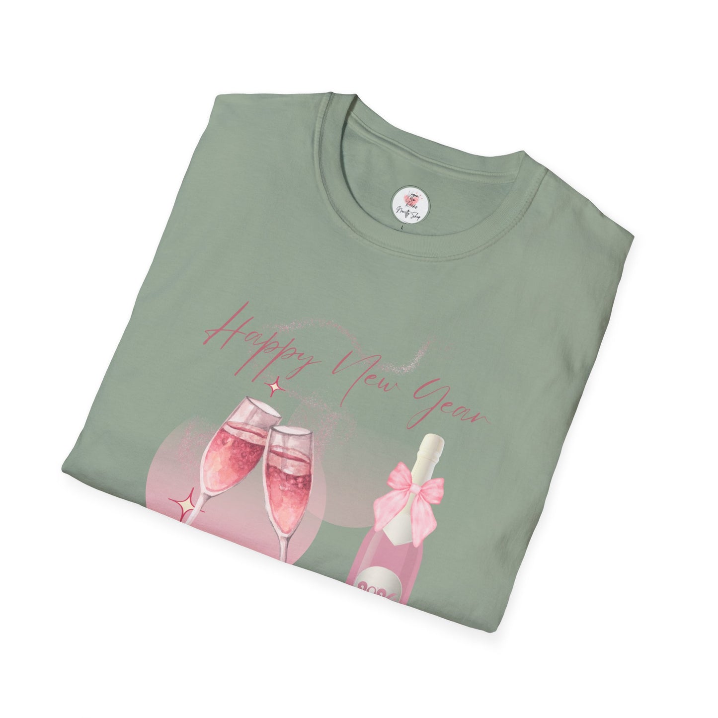 New Year Pink Champagne T-Shirt — "Happy New Year" Celebration Tee