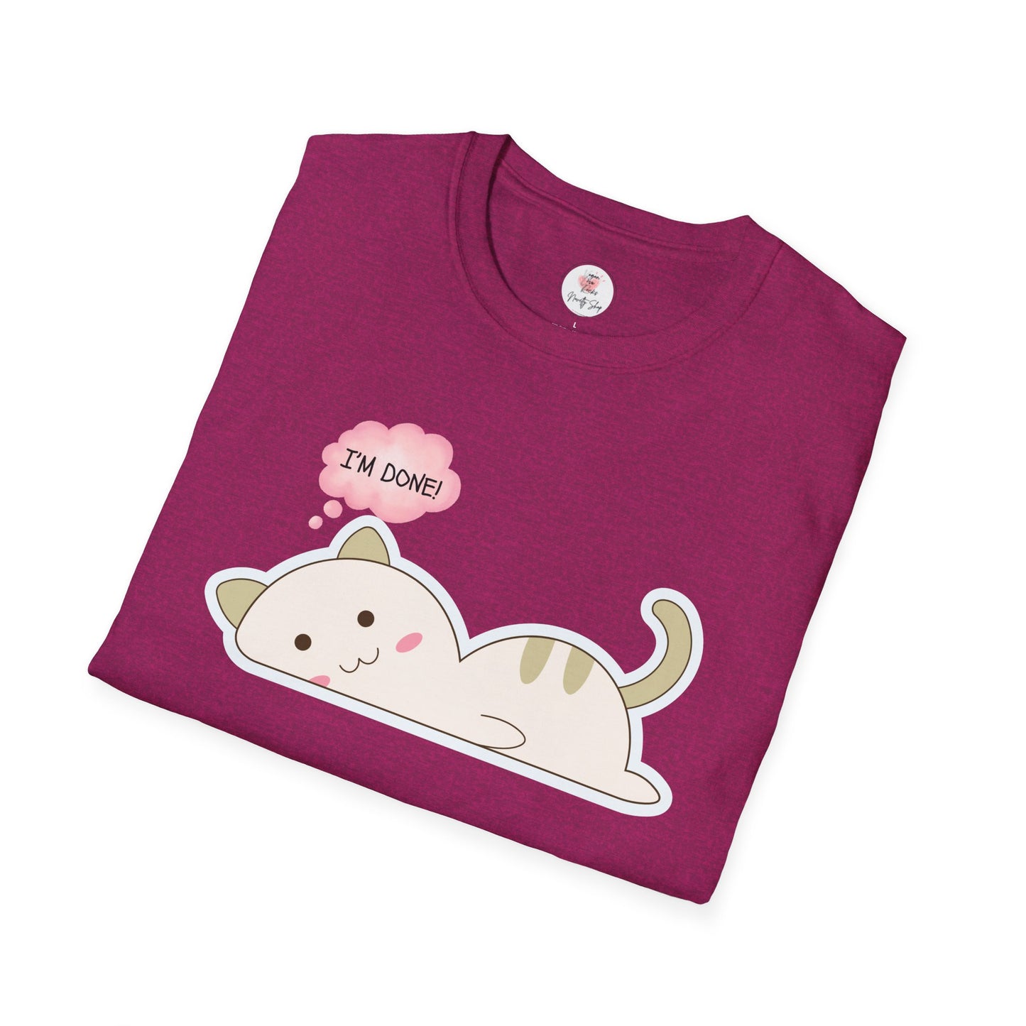 Cute Kawaii Cat T-Shirt – "I'm Done" Lazy Cat Graphic Tee