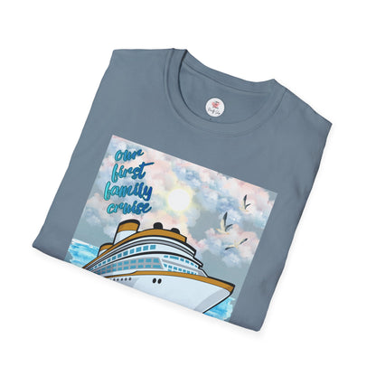 Cruise Ship Tee — "Our First Family Cruise" Adult T-Shirt