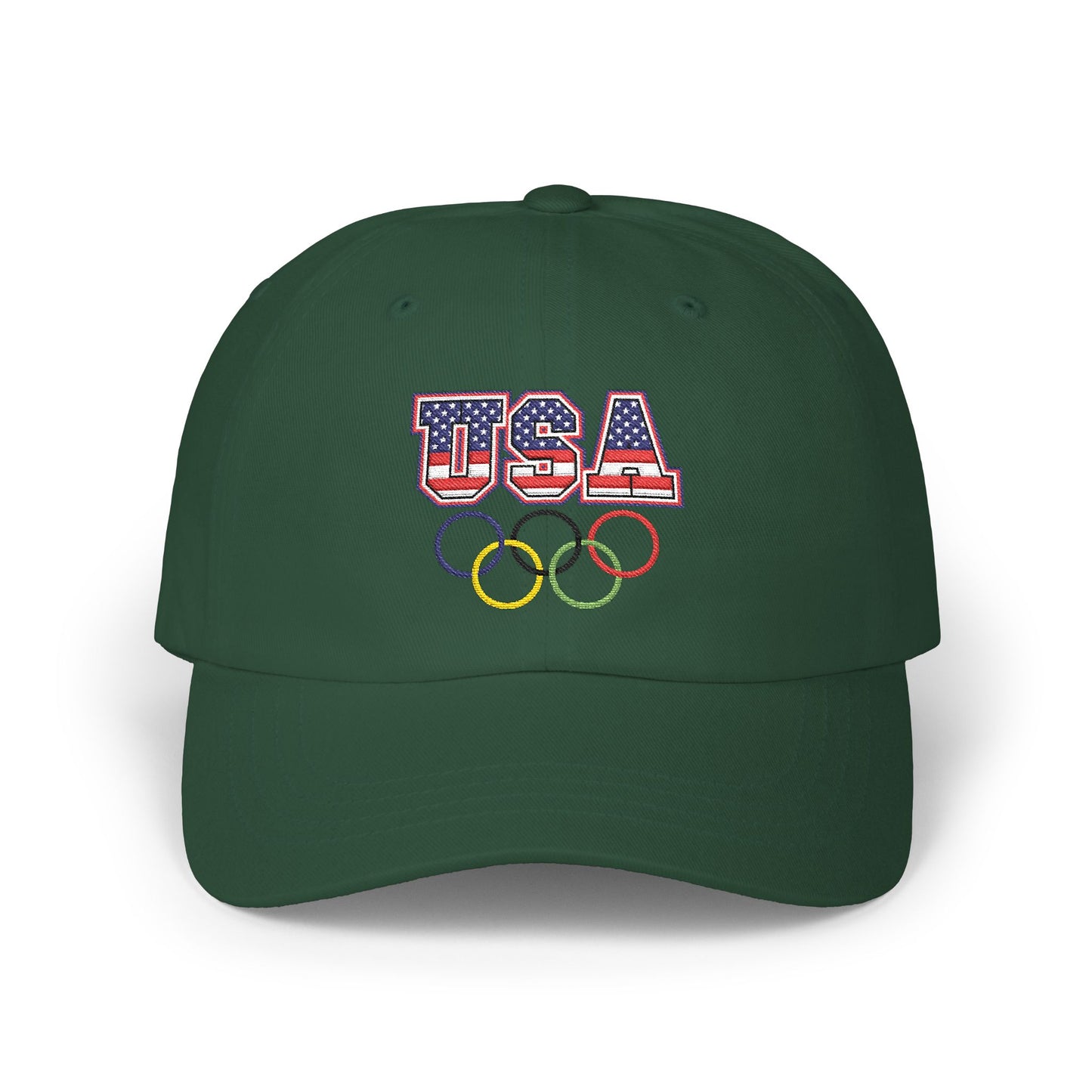 Team USA, and Olympic Rings Embroidered  Dad Cap — Patriotic Sports Baseball Hat