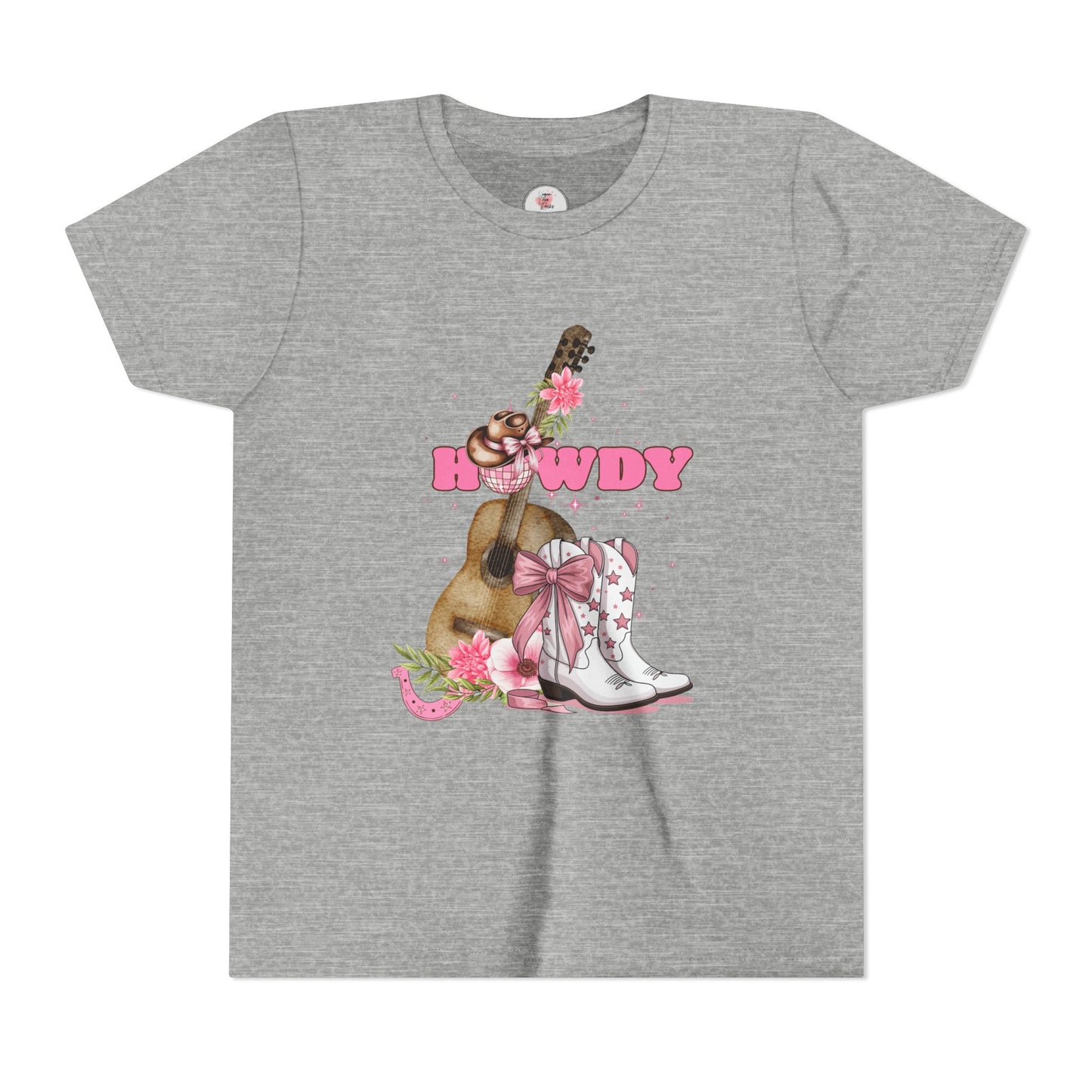 Howdy Pink Cowboy Boots & Guitar Youth Tee — Cute Western T-Shirt