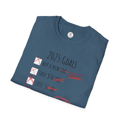 2025 Goals Funny Checklist T-Shirt — Sarcastic New Year Resolution Tee