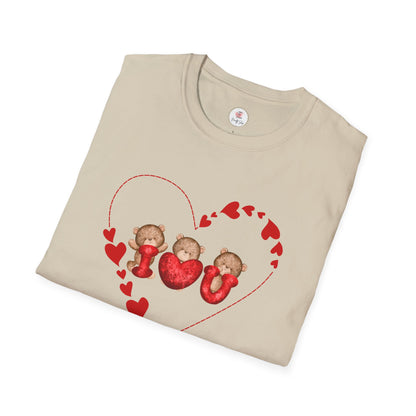 Valentine Teddy Trio Heart T-Shirt – I Love You Cute Bears Valentine Tee