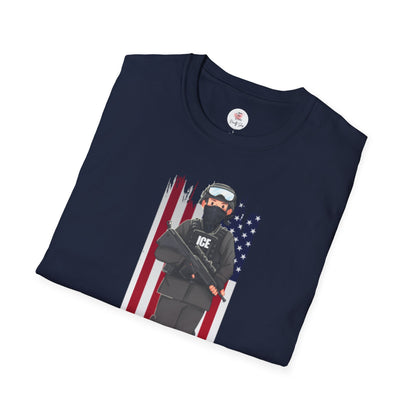 ICE Riot Gear T-Shirt — American Flag Tactical Design