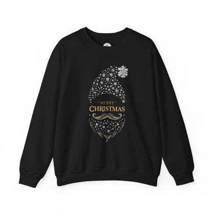 Silver and Gold Holiday 'Merry Christmas'  Gnome Crewneck Sweatshirt