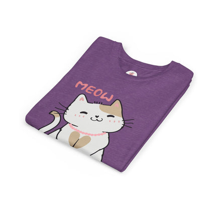 Cute 'Meow' Kitten Youth Tee - Adorable Cat Graphic