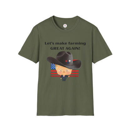Let's Make Farming Great Again T-Shirt — Patriotic Cowboy Trump Farming Tee
