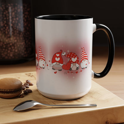 Valentine Gnome Coffee Mug – Cute Heart Gnomes Accent Mug (11/15 oz)