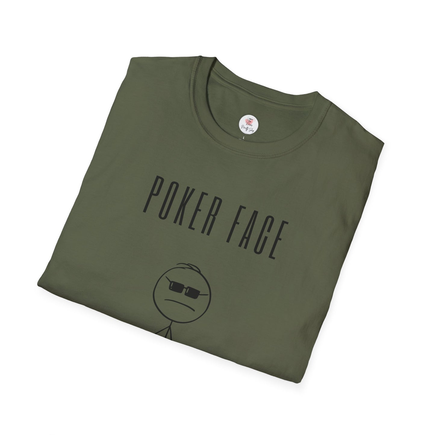 Poker Face T-Shirt — Funny Poker Meme Tee with Stick Figure and Chips