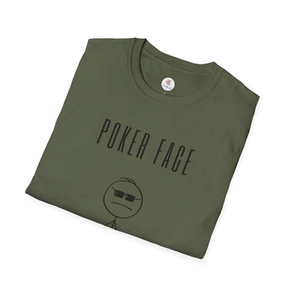 Poker Face T-Shirt — Funny Poker Meme Tee with Stick Figure and Chips