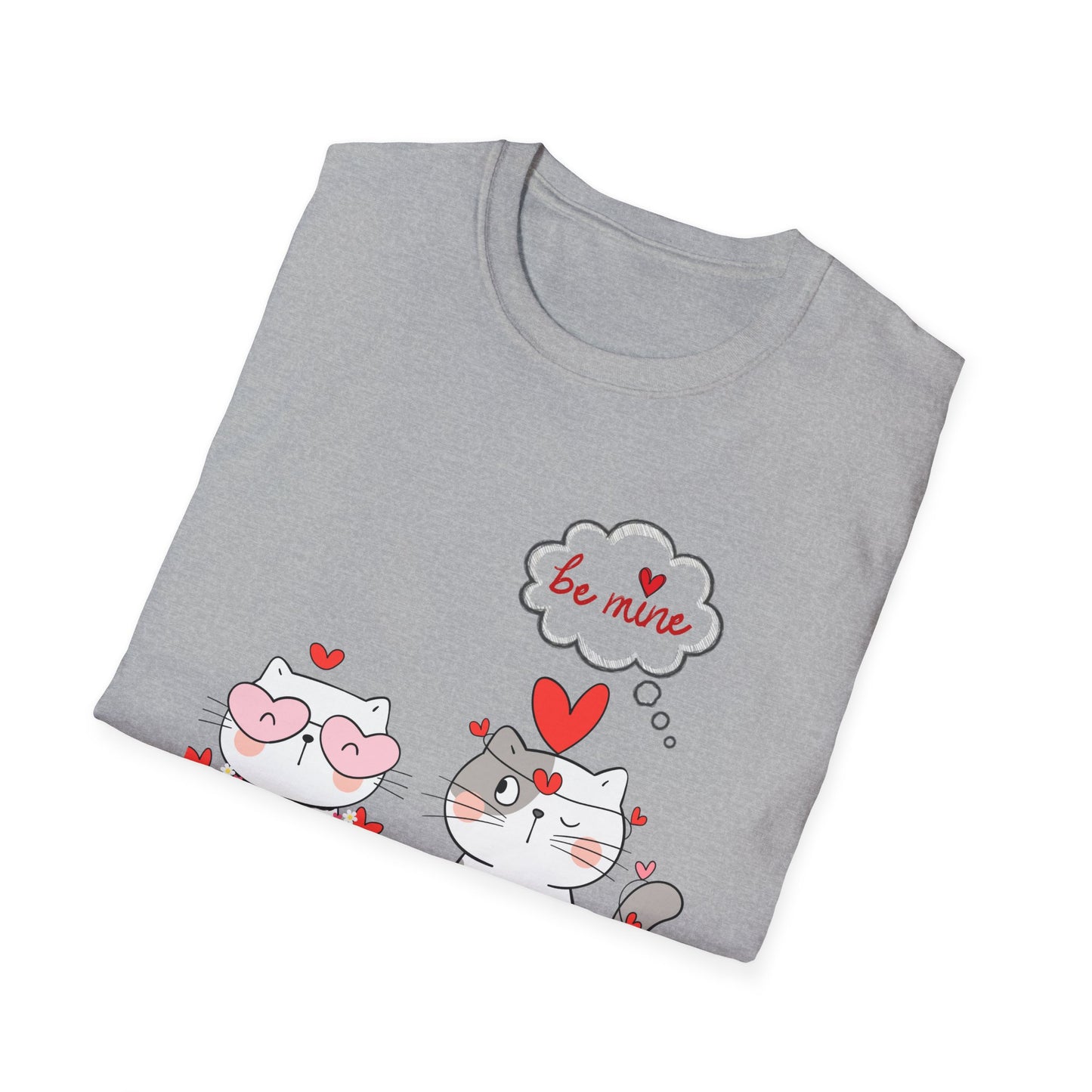 Valentine Cat Couple T-Shirt — "Be Mine" Cute Heart Kittens Tee