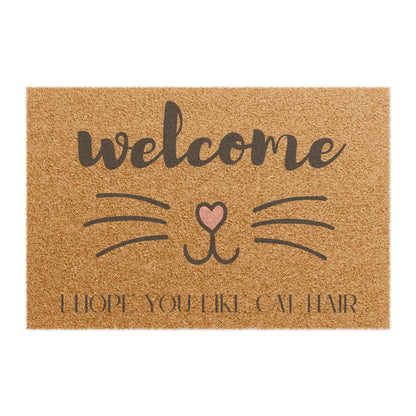 Welcome Cat Doormat – "I Hope You Like Cat Hair" Funny Pet Lover Door Mat