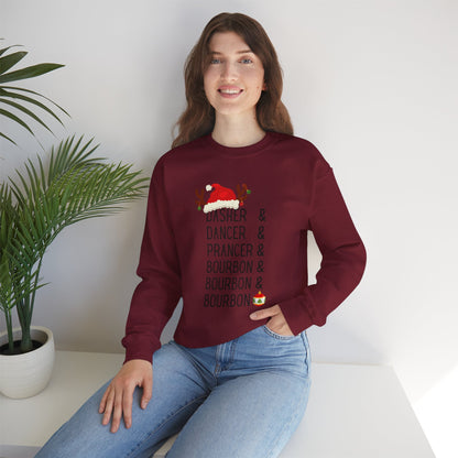 Holiday Reindeer ‘Dasher & Dancer & Prancer & Bourbon & Bourbon & Bourbon’ Christmas Sweatshirt
