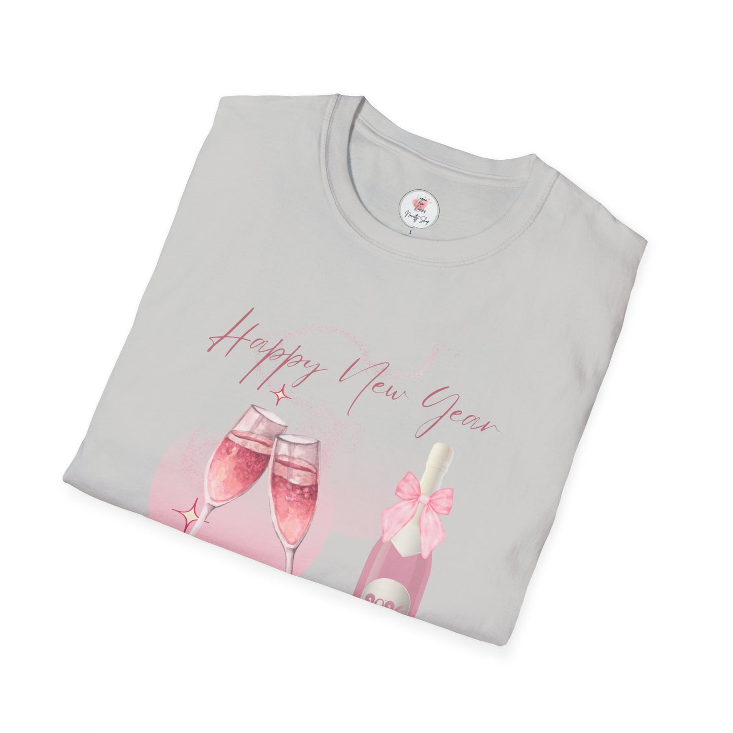 New Year Pink Champagne T-Shirt — "Happy New Year" Celebration Tee