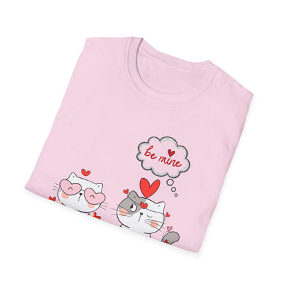 Valentine Cat Couple T-Shirt — "Be Mine" Cute Heart Kittens Tee