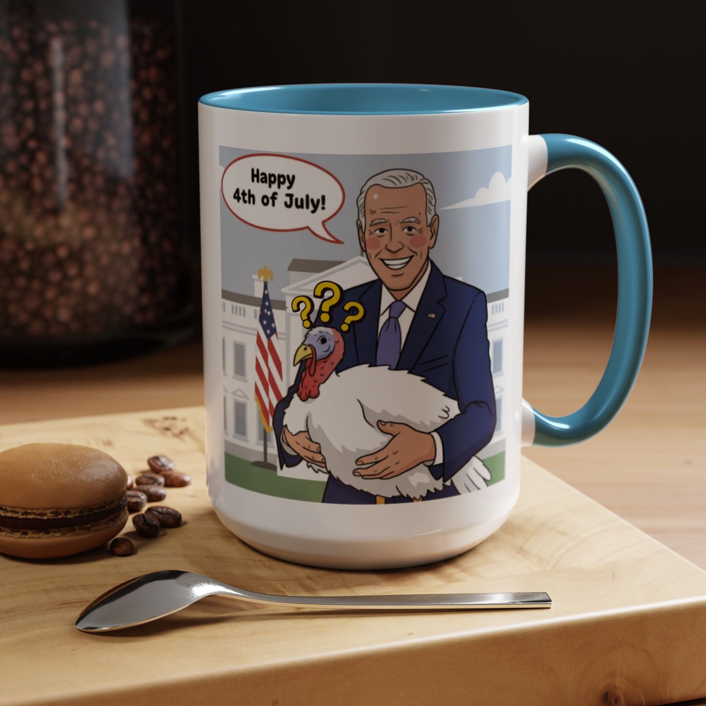 Fourth of July Presidential Turkey Mug - Patriotic Holiday Coffee Cup (11 oz & 15oz)