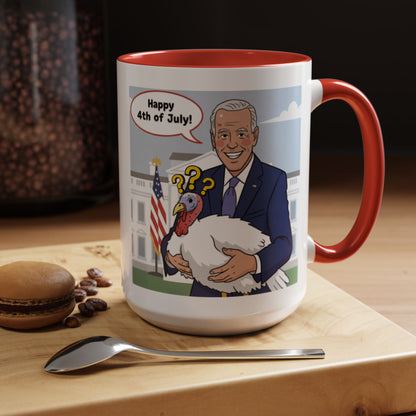 Fourth of July Presidential Turkey Mug - Patriotic Holiday Coffee Cup (11 oz & 15oz)