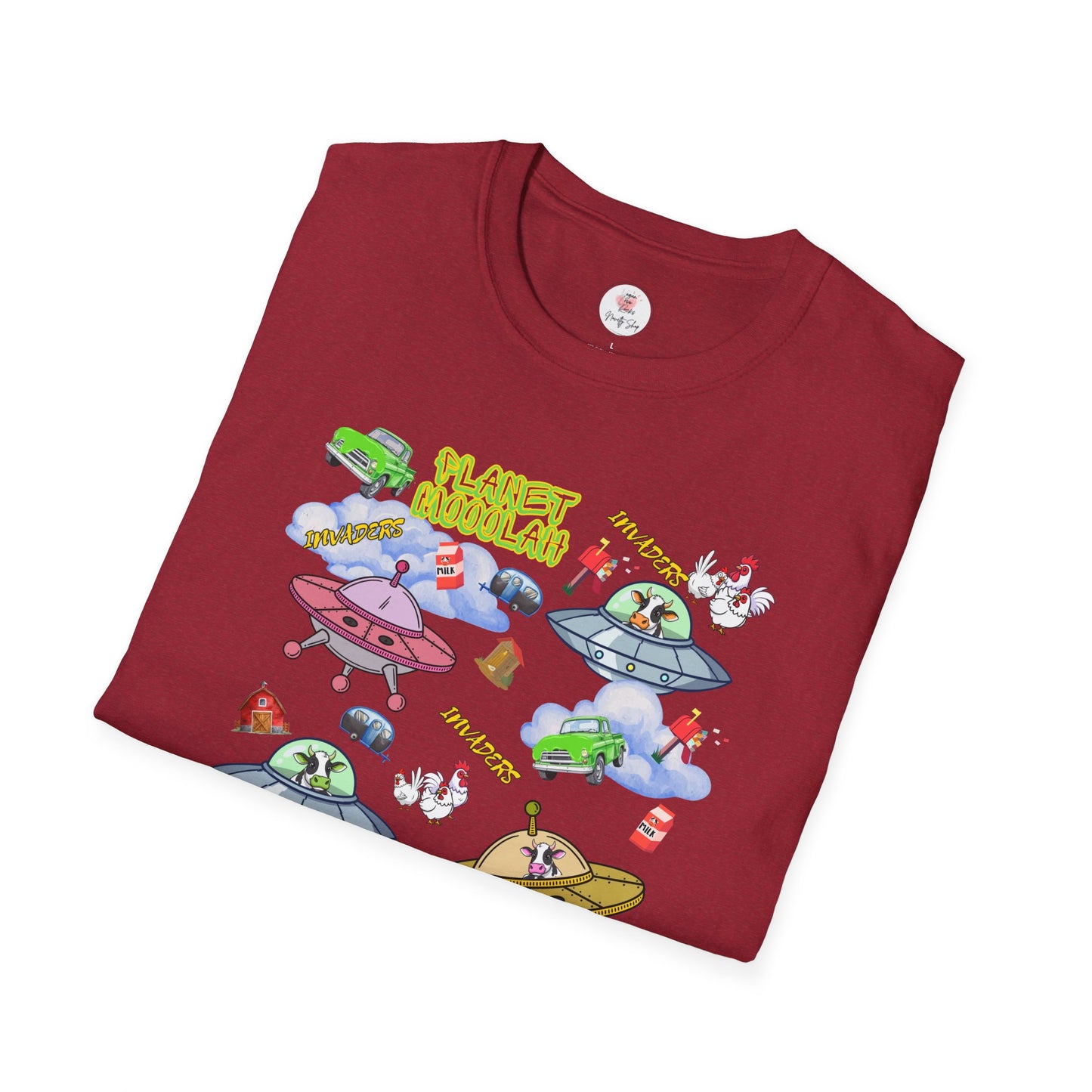 Planet Mooolah Game T-Shirt — Cute Colorful Spaceship Casino Graphic Tee