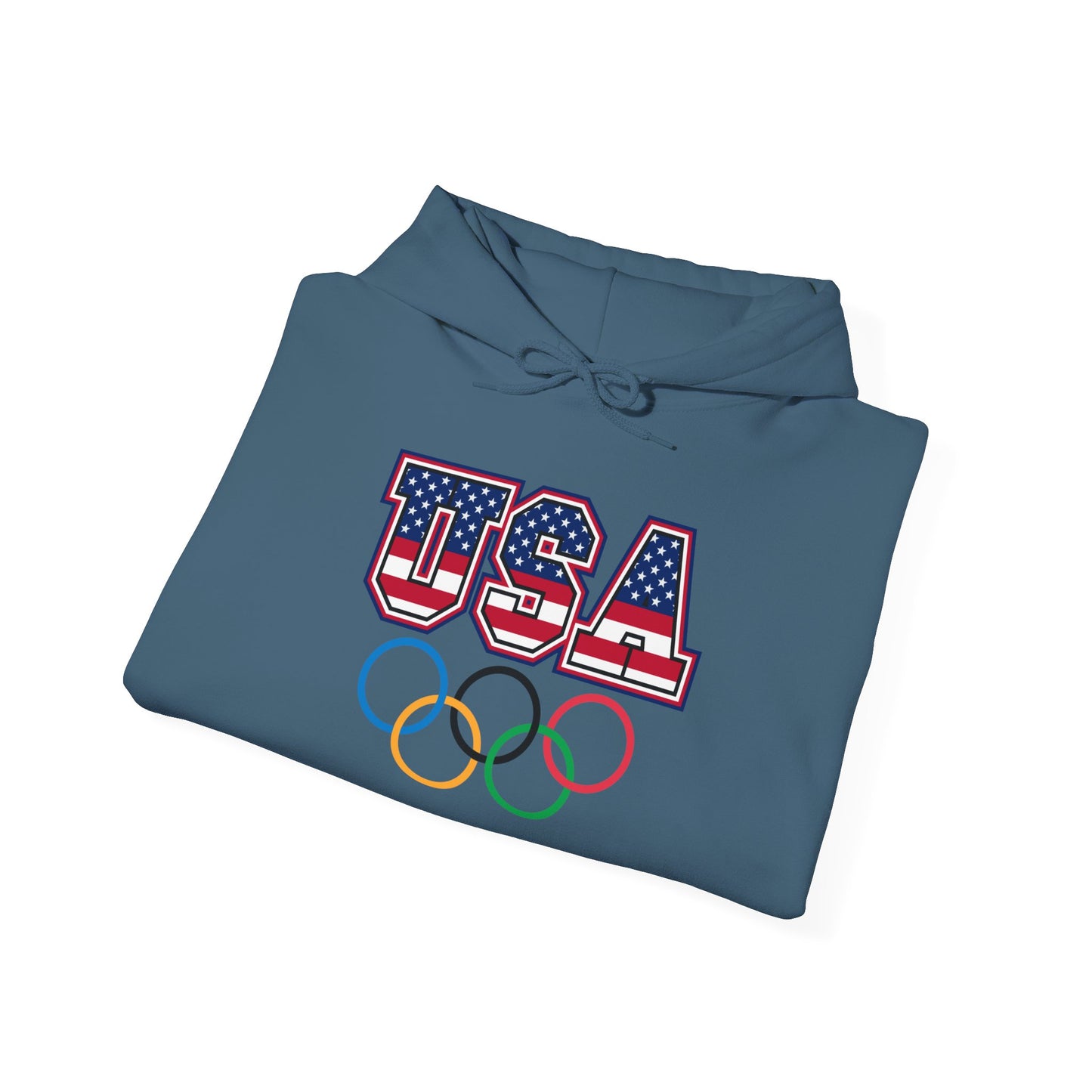 Team USA Olympic Rings Hoodie — American Flag Sports Fan Pullover