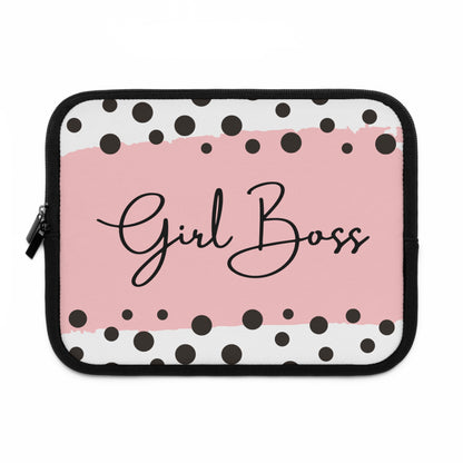 Girl Boss Pink Polka Dot Laptop Sleeve