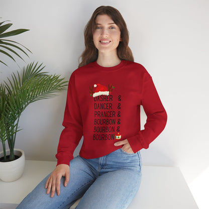 Holiday Reindeer ‘Dasher & Dancer & Prancer & Bourbon & Bourbon & Bourbon’ Christmas Sweatshirt
