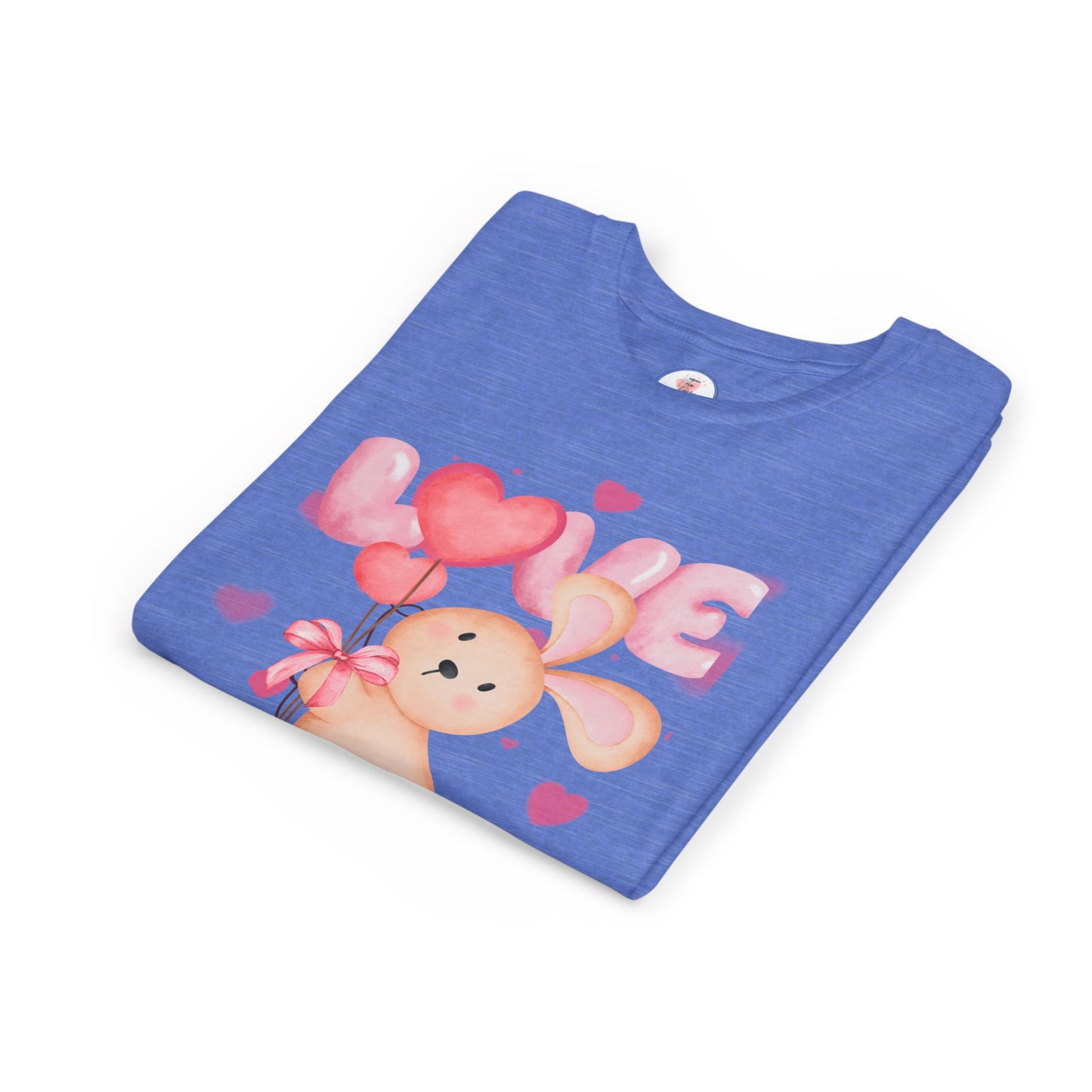 Kids Love Bunny T‑Shirt – Cute Pink Heart Balloons Youth Tee