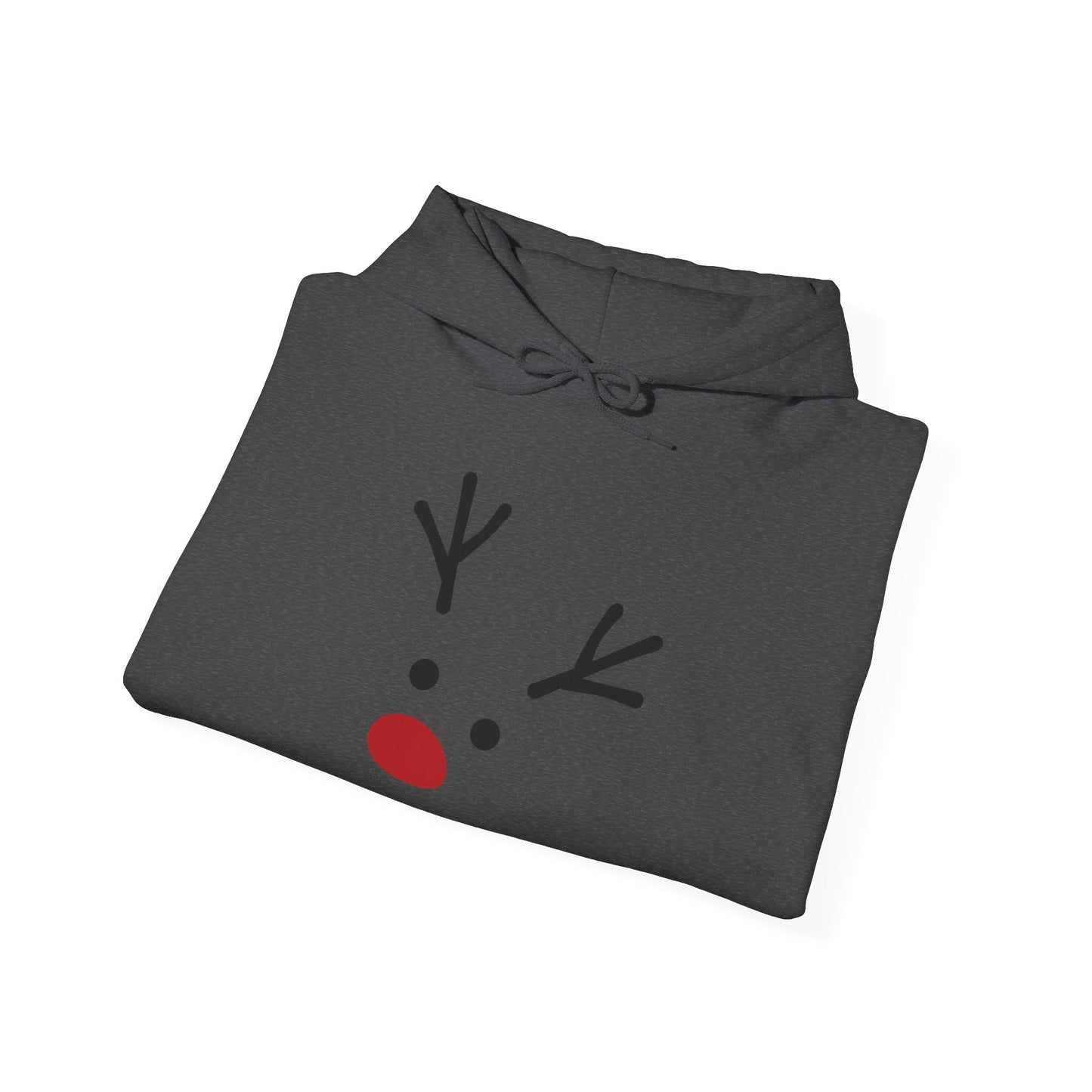 Cute Minimal Reindeer Hoodie — Red Nose Christmas Sweatshirt