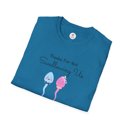 Mother’s Day Twins T-Shirt — “Thanks For Not Swallowing Us” Cute Sperm Cartoon Tee