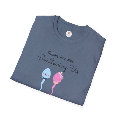 Mother’s Day Twins T-Shirt — “Thanks For Not Swallowing Us” Cute Sperm Cartoon Tee