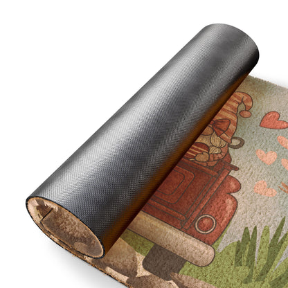 Valentine Gnome Truck Doormat — Cute Heart Porch Welcome Mat