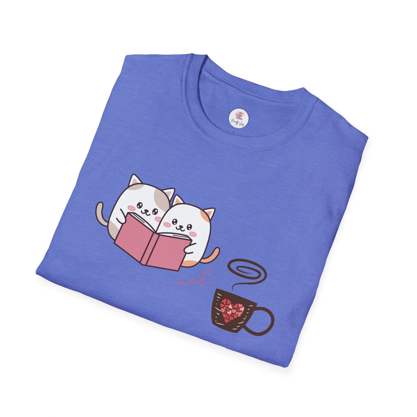Cute Cats, Books, and Coffee T-Shirt