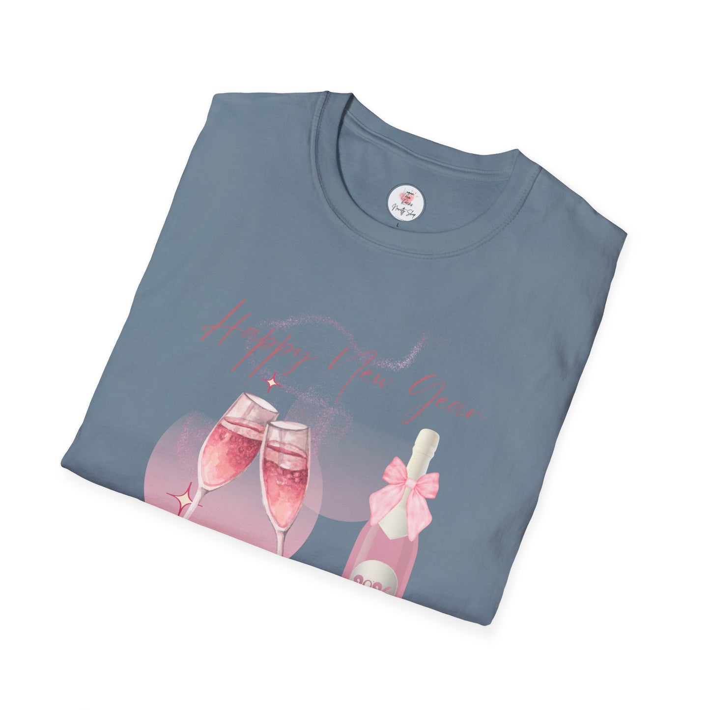 New Year Pink Champagne T-Shirt — "Happy New Year" Celebration Tee