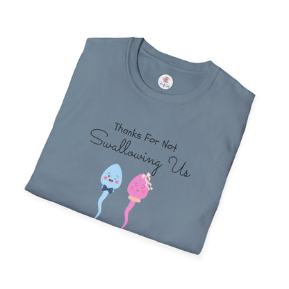 Mother’s Day Twins T-Shirt — “Thanks For Not Swallowing Us” Cute Sperm Cartoon Tee
