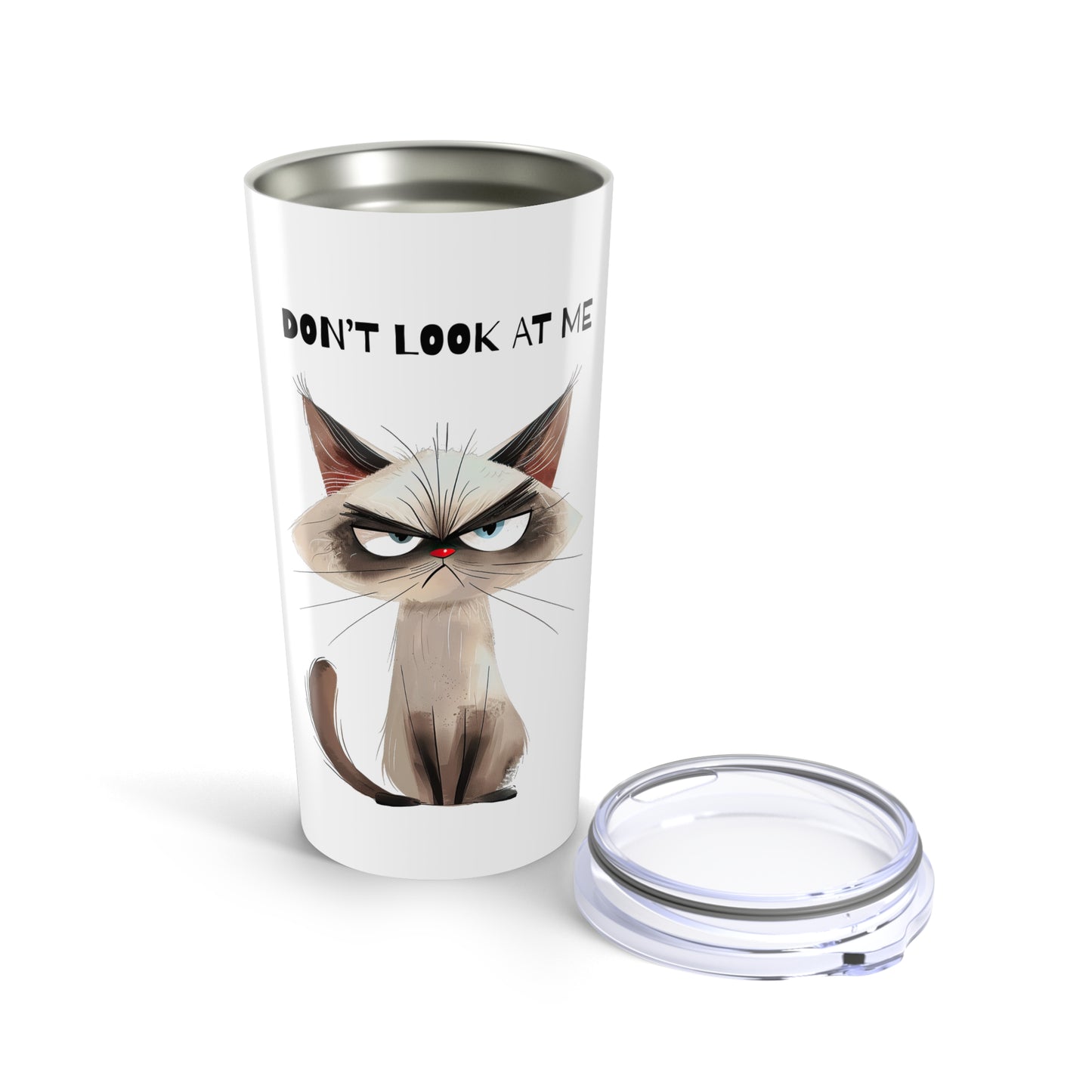 Funny Cat Tumbler - 20oz Travel Mug, Grumpy Cat Gift, Humorous Drinkware, Pet Lover Accessories
