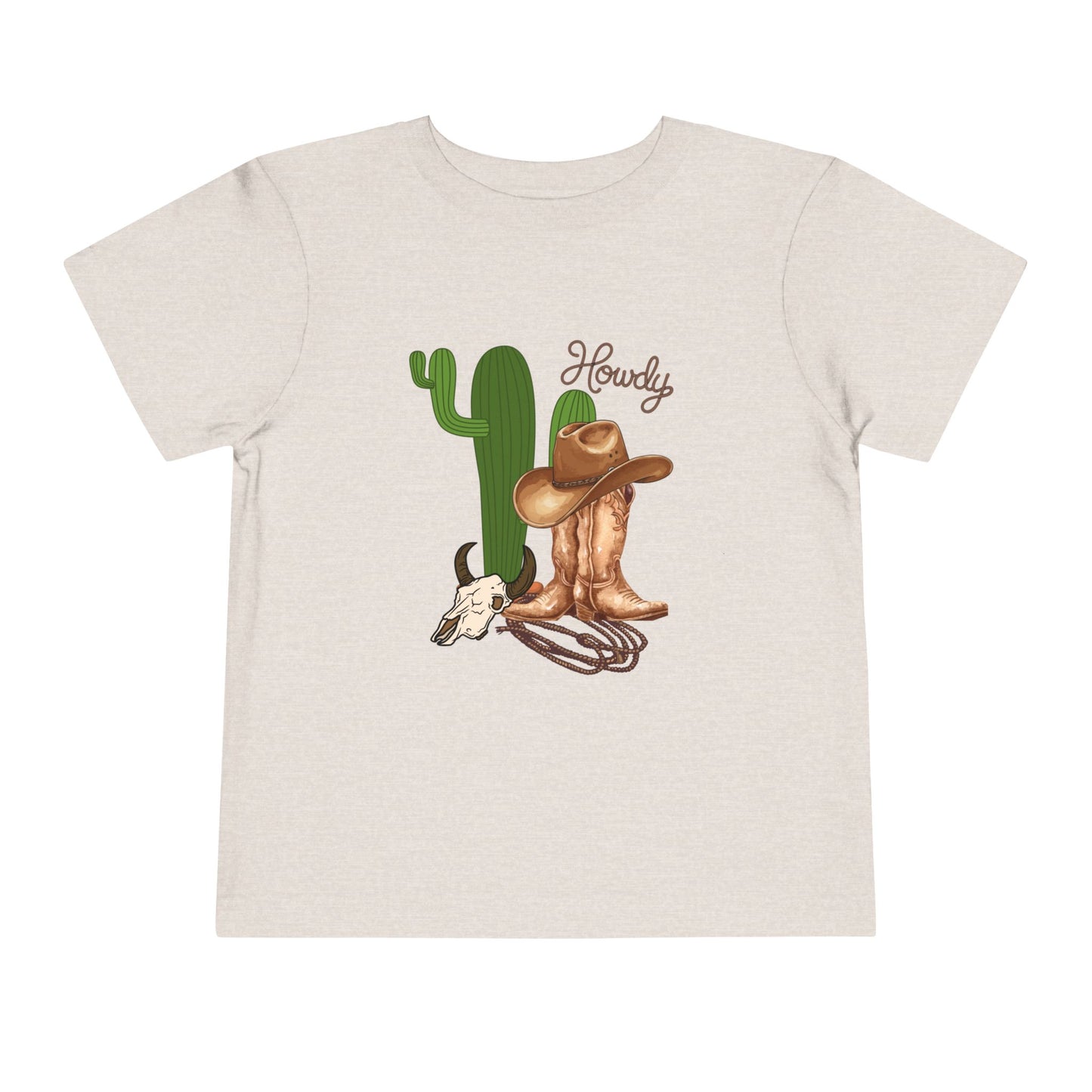 Howdy Cowboy Toddler Tee — Western Cactus, Boots & Skull Kids Shirt