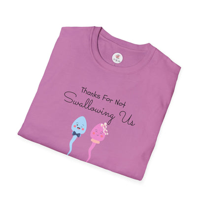 Mother’s Day Twins T-Shirt — “Thanks For Not Swallowing Us” Cute Sperm Cartoon Tee
