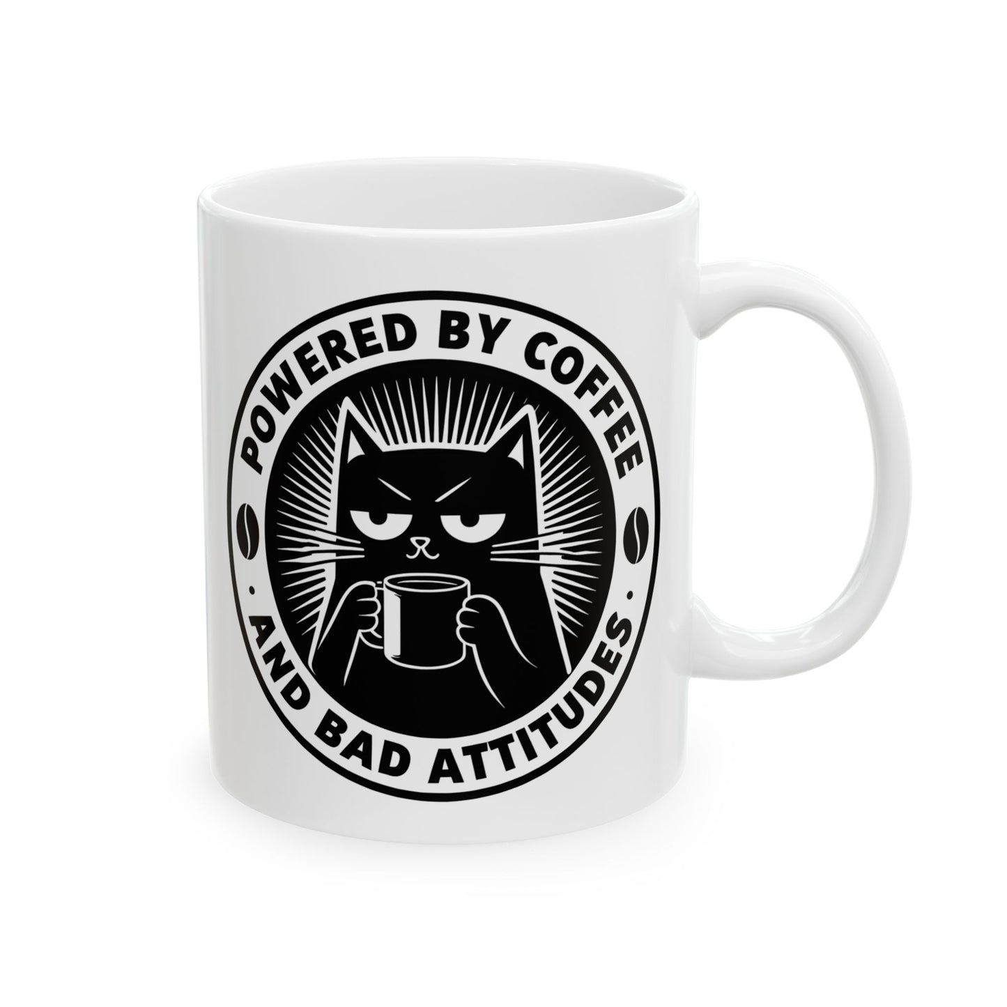 Powered By Coffee & Bad Attitude,  Coffee Lover's Ceramic Mug
