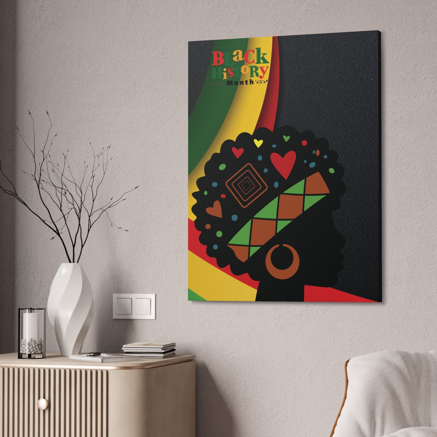 Black History Month Afro Silhouette Canvas