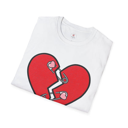 Mended Broken Heart T-Shirt —  Cracked Heart with Safety Pins Graphic